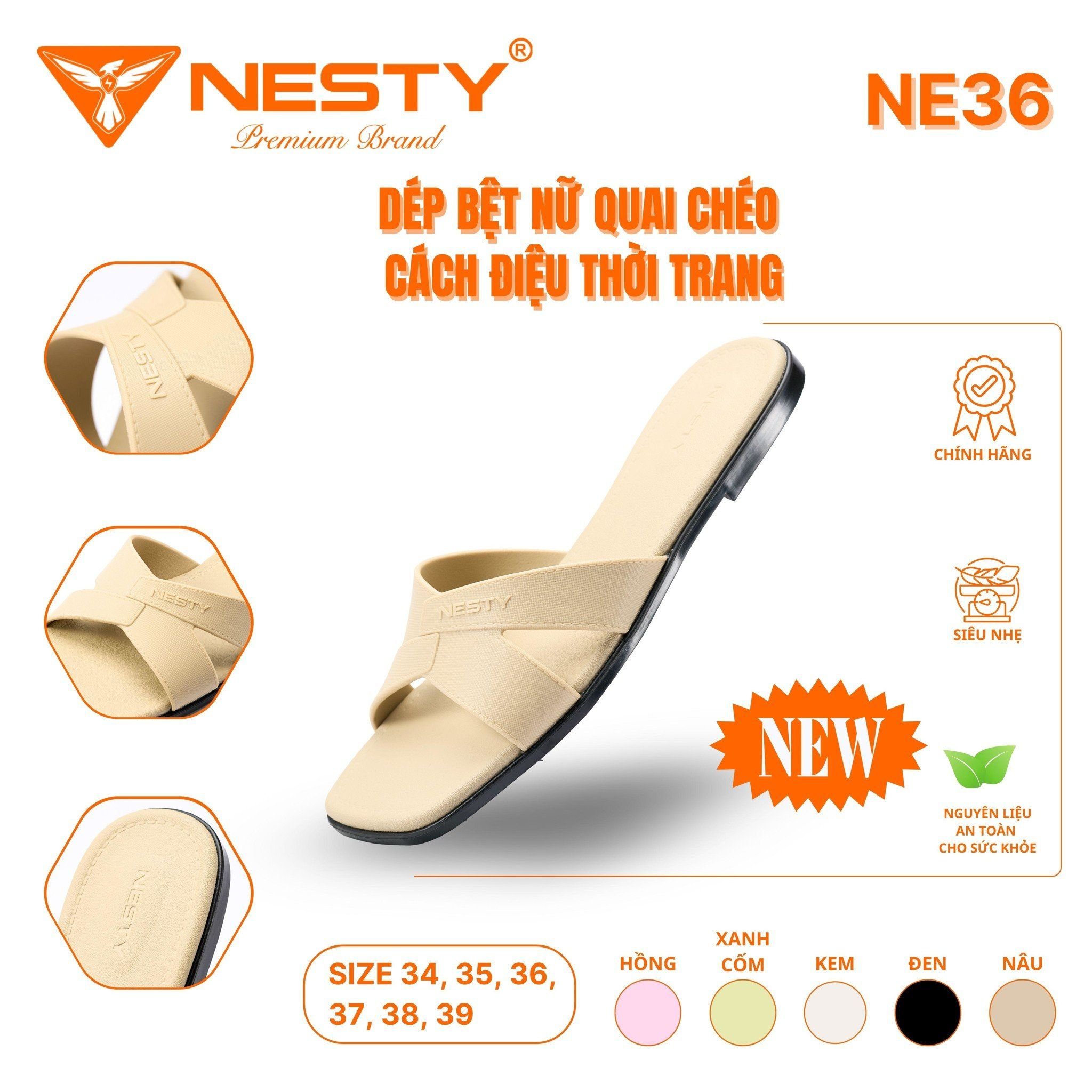 DÉP BỆT NỮ QUAI CHÉO CÁCH ĐIỆU THỜI TRANG THƯƠNG HIỆU NESTY MÃ NE36 - Ảnh 2