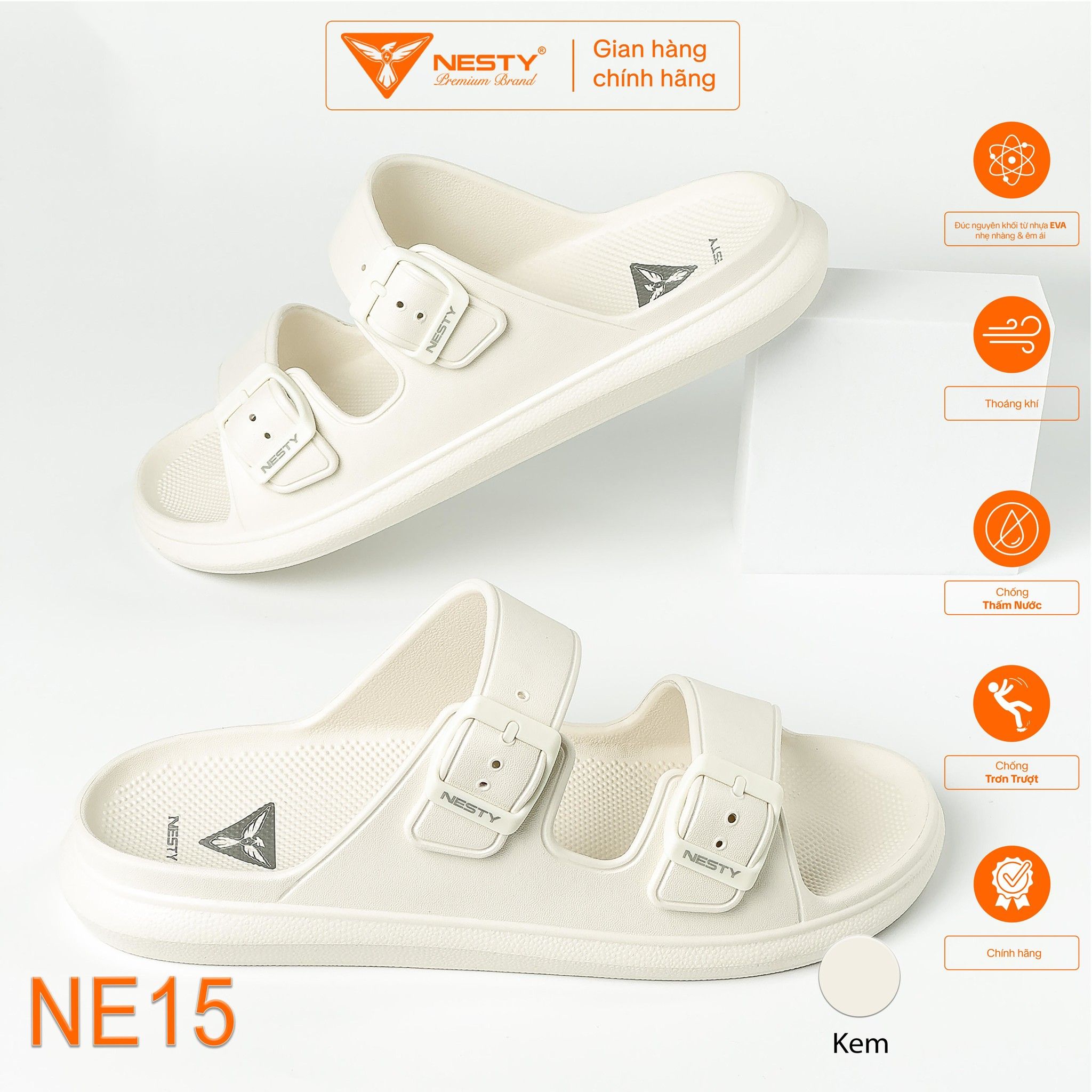Dép nhựa quai ngang NESTY chất liệu EVA cao cấp| Thiết kế khóa cài tiện lợi mã NE15 - Ảnh 3