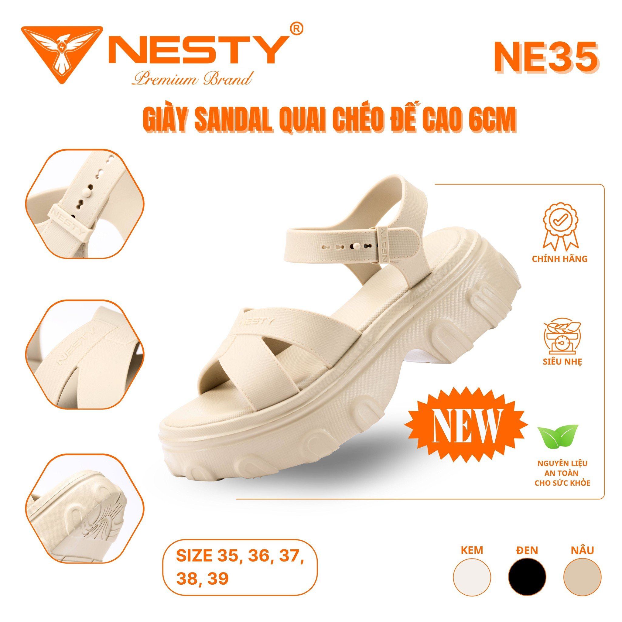 DÉP SANDAL ĐẾ CAO NHÃN HIỆU NESTY MÃ NE35 - Ảnh 2
