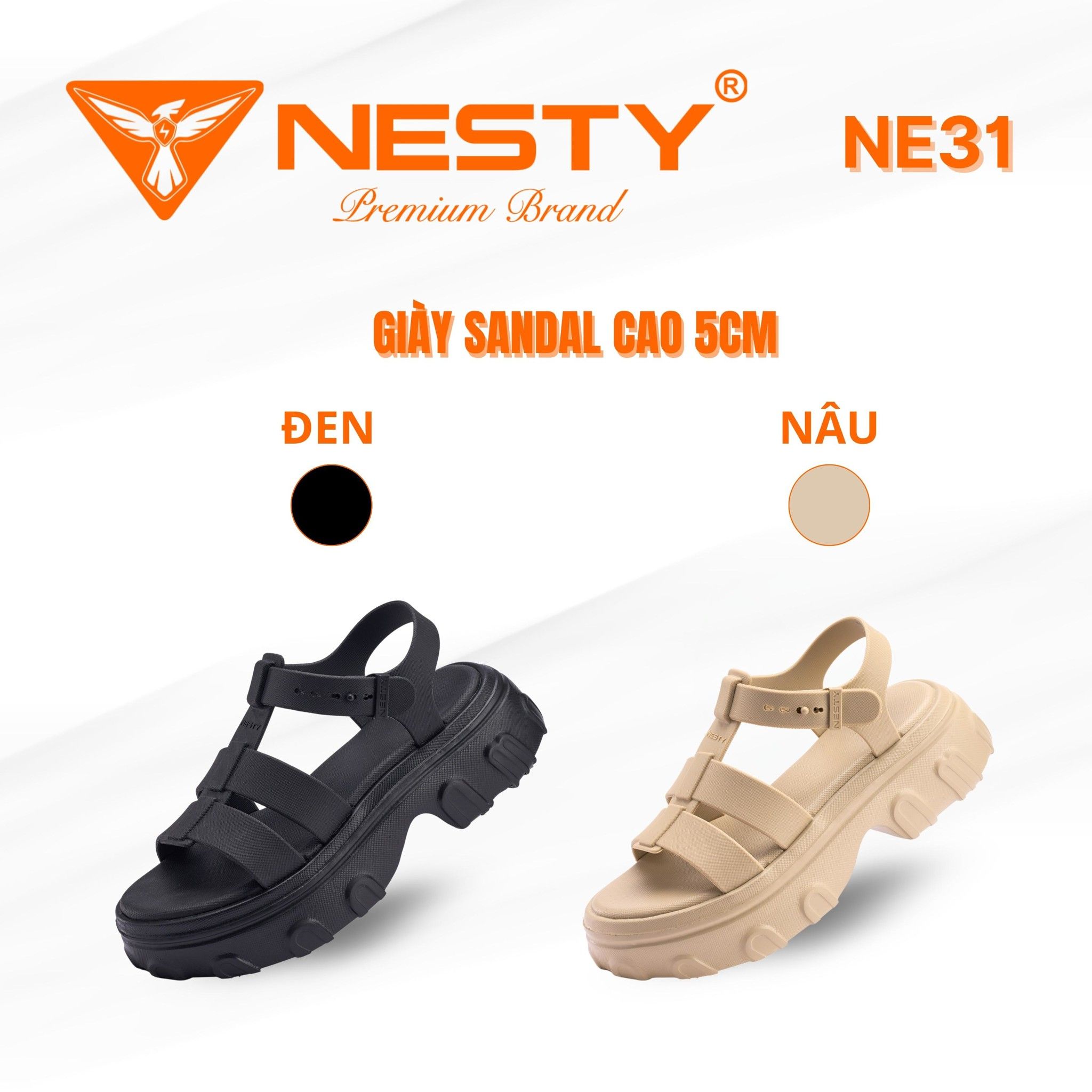DÉP SANDAL ĐẾ CAO QUAI NGANG CAO CẤP THƯƠNG HIỆU NESTY MÃ NE31 - Ảnh 4
