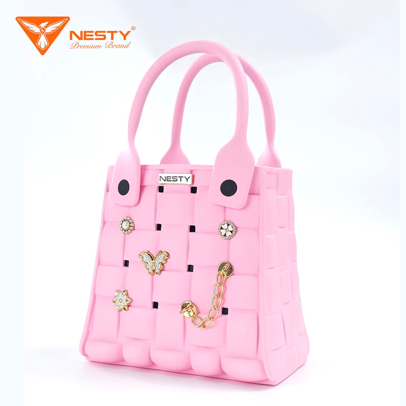 Túi Xách Tay NESTY Đính Kèm Charm Nữ Tính Sang Trọng Hiện Đại Chất Liêu EVA Mềm Mại Chống Thấm Nước TX-06 - Ảnh 6