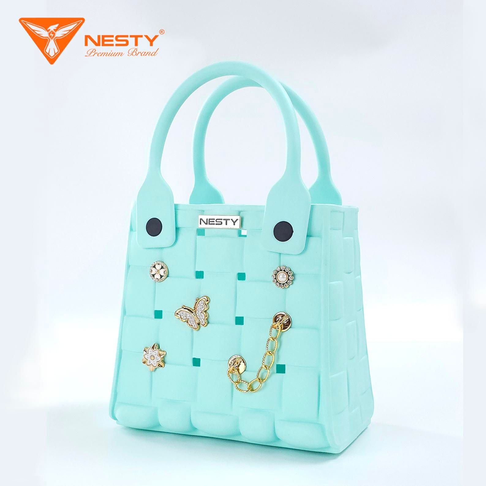 Túi Xách Tay NESTY Đính Kèm Charm Nữ Tính Sang Trọng Hiện Đại Chất Liêu EVA Mềm Mại Chống Thấm Nước TX-06 - Ảnh 7