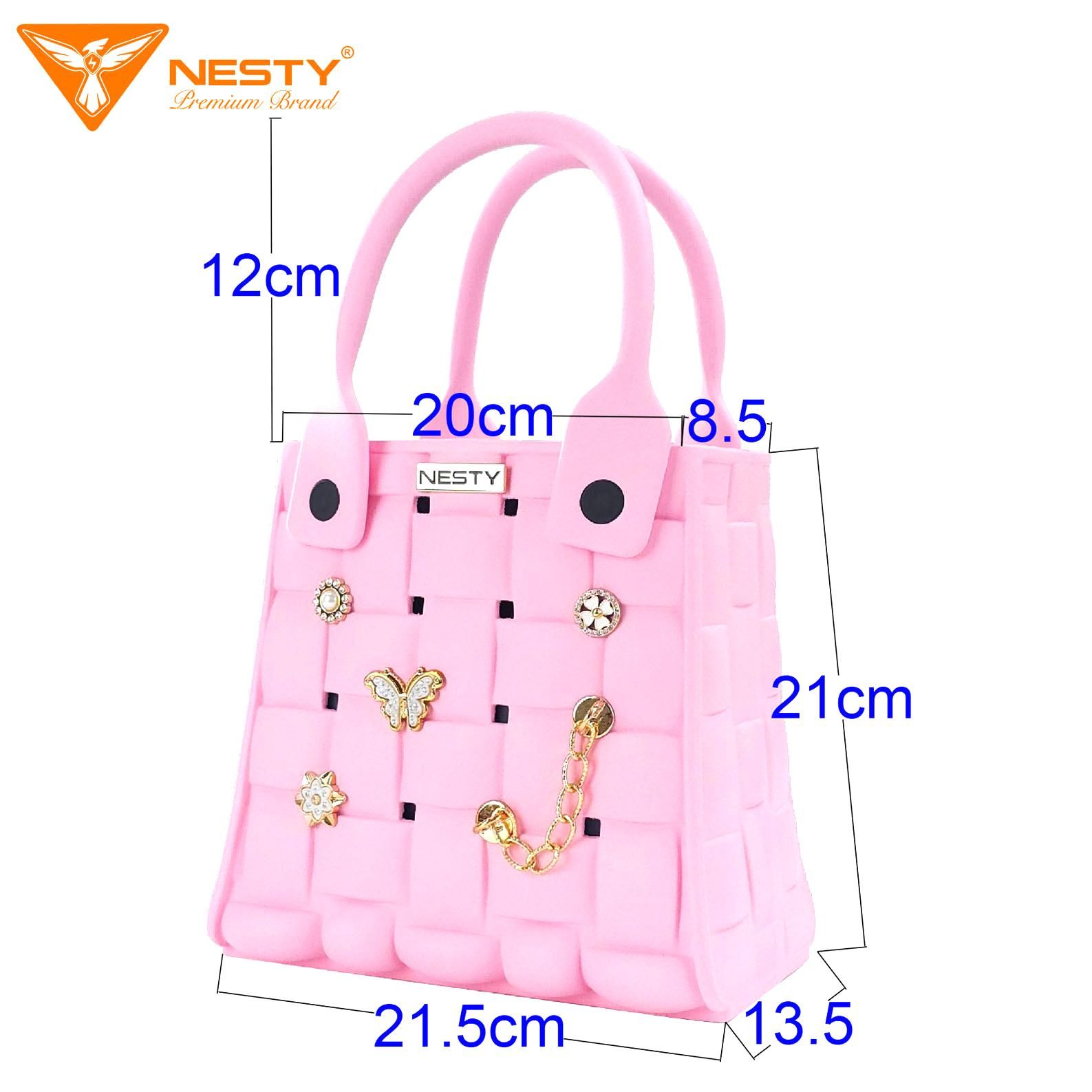 Túi Xách Tay NESTY Đính Kèm Charm Nữ Tính Sang Trọng Hiện Đại Chất Liêu EVA Mềm Mại Chống Thấm Nước TX-06 - Ảnh 8